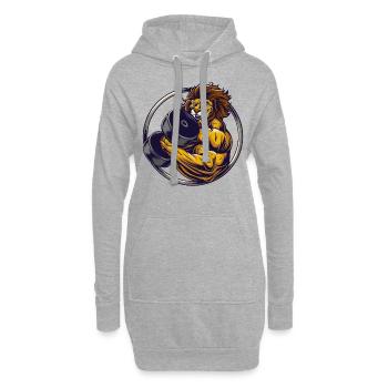 Kraftsport muskulöser Brecher Löwe mit Hantel - Hoodie-Kleid - Grau meliert - Vorne