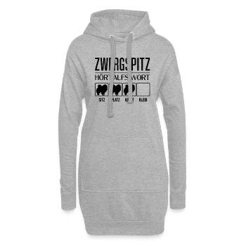 Zwergspitz - Hört aufs Wort - lustig, Hund - Hoodie-Kleid - Grau meliert - Vorne