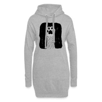 Douce patte de chat - Sweat-shirt à capuche long Femme - gris chiné - Devant