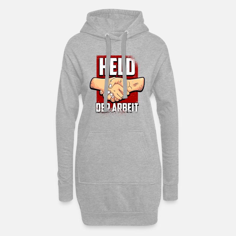 DDR Held der Arbeit Geschenkidee - Hoodie-Kleid - Grau meliert