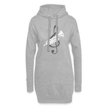 Trompette bat - Sweat-shirt à capuche long Femme - gris chiné - Devant