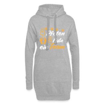 Hundebesitzer 4 Pfoten 2 Füße ein Team Hundehalter - Hoodie-Kleid - Grau meliert - Vorne