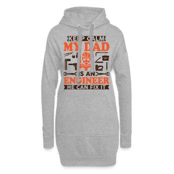 Gardez votre calme mon père est un ingénieur qu'il peut réparer - Sweat-shirt à capuche long Femme - gris chiné - Devant
