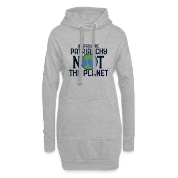 zerstöre das Patriarchat, nicht den Planeten - Hoodie-Kleid - Grau meliert - Vorne