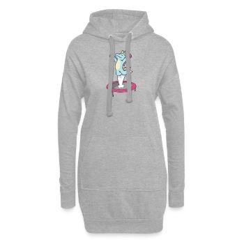 KINDER TRAMPOLIN EINHORN UNICORN Fitness Turnen - Hoodie-Kleid - Grau meliert - Vorne