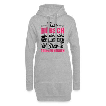 Nur hübsch sein reicht nicht.. auch Bier - Mädels - Hoodie-Kleid - Grau meliert - Vorne