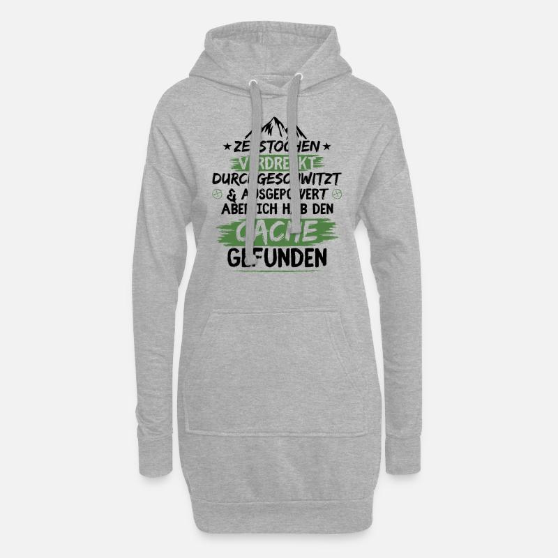 Zerstochen verdreckt durchgeschwitzt - Hoodie-Kleid - Grau meliert