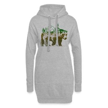 Ours nature paysage montagnes - Sweat-shirt à capuche long Femme - gris chiné - Devant
