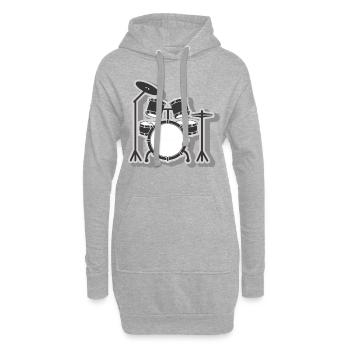 Schlagzeuger Schlagzeug - Hoodie-Kleid - Grau meliert - Vorne