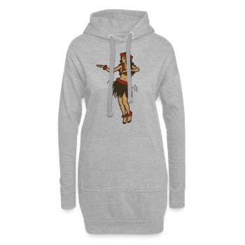 Hula Dance Hawaii jupe femme bast - Sweat-shirt à capuche long Femme - gris chiné - Devant