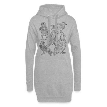 Oiseaux de proie, rapaces - Sweat-shirt à capuche long Femme - gris chiné - Devant