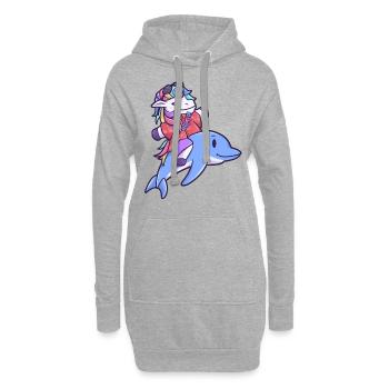 Hawaii licorne dauphin vacances été - Sweat-shirt à capuche long Femme - gris chiné - Devant