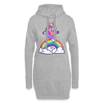 Ballerina Einhorn Mädchen tanzen Unicorn - Hoodie-Kleid - Grau meliert - Vorne
