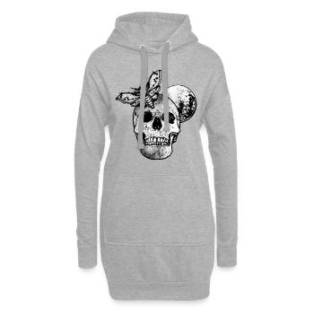 Totenschädel Totenkopf Skull Schädel Rock Gothic - Hoodie-Kleid - Grau meliert - Vorne