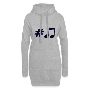 Musik - Musiknote - Hoodie-Kleid - Grau meliert - Vorne