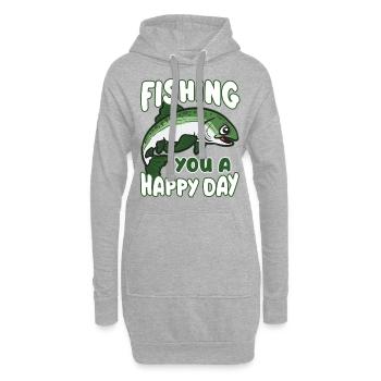 FISHING YOU A HAPPY DAY Angler Humor - Hoodie-Kleid - Grau meliert - Vorne
