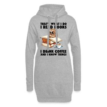 C'est ce que je fais, je lis des livres et je bois du café - Sweat-shirt à capuche long Femme - gris chiné - Devant