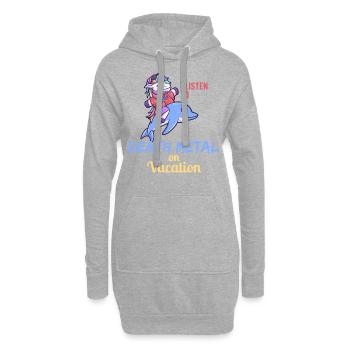 Death Metal Einhorn Urlaub Unicorn - Hoodie-Kleid - Grau meliert - Vorne
