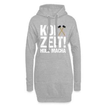 Koi Zeit Holz macha Sprüche Förster Forstwirte - Hoodie-Kleid - Grau meliert - Vorne
