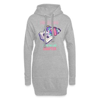 Einhorn One More Chapter Buch Geschenk - Hoodie-Kleid - Grau meliert - Vorne