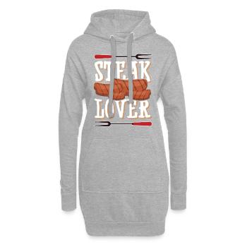 J'aime le steak griller le boeuf à la viande - Sweat-shirt à capuche long Femme - gris chiné - Devant
