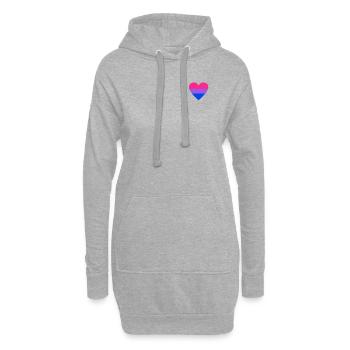 Bi Herz - bisexuelles LGBT CSD - Hoodie-Kleid - Grau meliert - Vorne