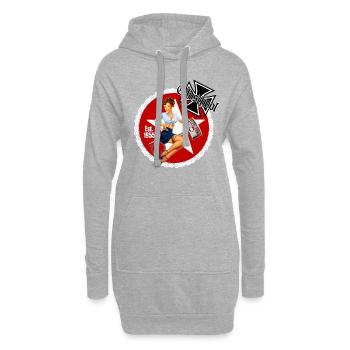 Old school - Pin Up Rockabilly - Hoodie-Kleid - Grau meliert - Vorne