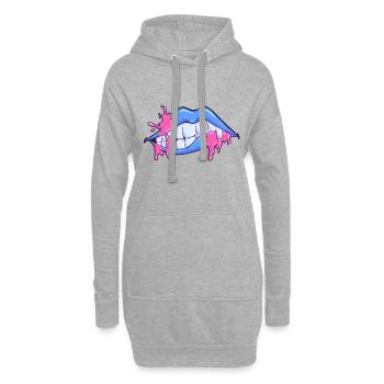 Masque visage bouche lèvres vampire - Sweat-shirt à capuche long Femme - gris chiné - Devant