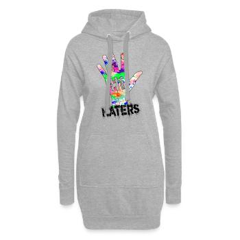 Hi Haters Coole Hand in Regenbogen Farben - Hoodie-Kleid - Grau meliert - Vorne