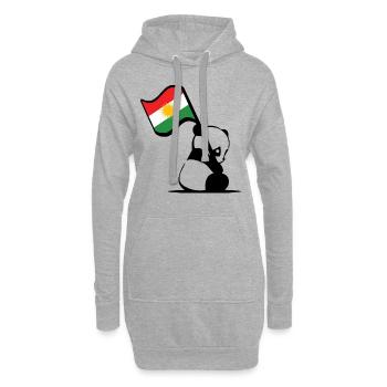 Kurdischer Panda. Süßer Panda mit Kurdistan Flagge - Hoodie-Kleid - Grau meliert - Vorne