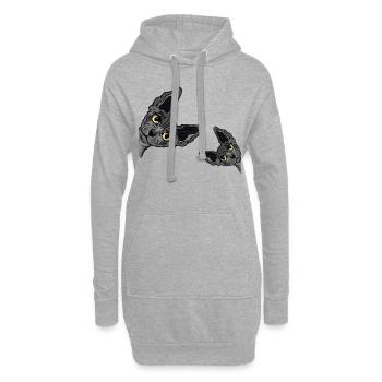Schwarze Sphynx Katze - Hoodie-Kleid - Grau meliert - Vorne