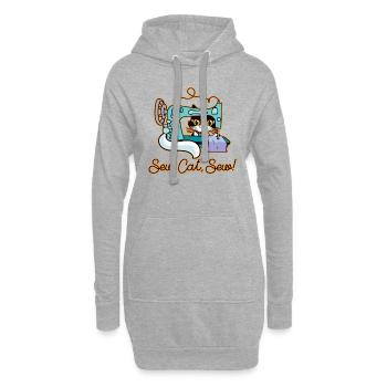 Nähende Katze Hobby Schneider Humor - Hoodie-Kleid - Grau meliert - Vorne