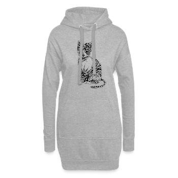 chat - Sweat-shirt à capuche long Femme - gris chiné - Devant