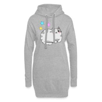 Süßen Kawaii Katze Und Sternen - Kawaii - Hoodie-Kleid - Grau meliert - Vorne