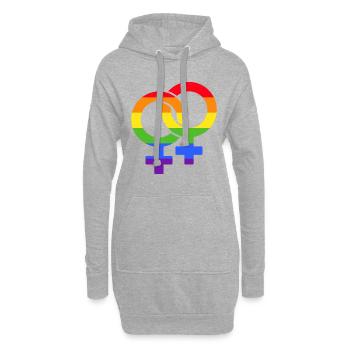 Symbole fierté lesbienne gay égalité LGBT - Sweat-shirt à capuche long Femme - gris chiné - Devant