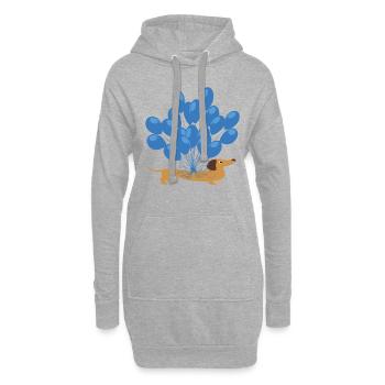 Teckel avec ballons - Teckel shirt idée cadeau - Sweat-shirt à capuche long Femme - gris chiné - Devant