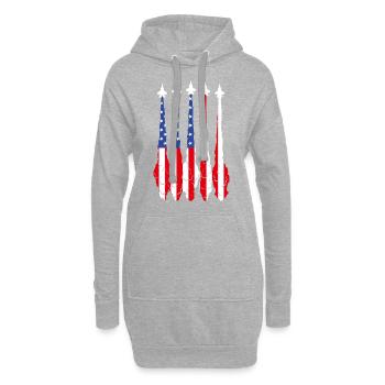 American Flag USA Airplane Jet Fighter 4th July Pa - Hoodie-Kleid - Grau meliert - Vorne
