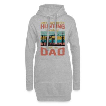 Mon copain de chasse préféré m'appelle papa - Sweat-shirt à capuche long Femme - gris chiné - Devant