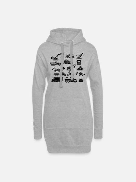 Baustellenfahrzeuge Bagger LKW Baustelle Raupe - Hoodie-Kleid - Grau meliert