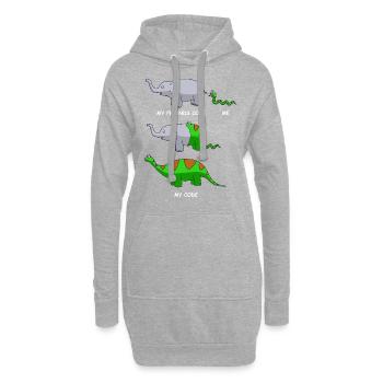 Elefanten, Der Von Einer Schlange Gefressen Wird - Hoodie-Kleid - Grau meliert - Vorne