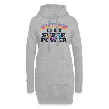 L'autisme est ma superpuissance L'autisme est super héros - Sweat-shirt à capuche long Femme - gris chiné - Devant