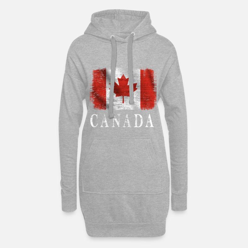 Canada, drapeau du Canada - Sweat-shirt à capuche long Femme - gris chiné