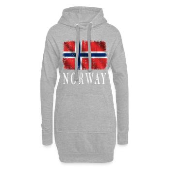 Drapeau de la Norvège, vintage de drapeau de la Norvège - Sweat-shirt à capuche long Femme - gris chiné - Devant