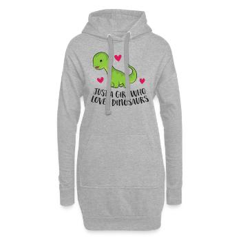 Juste une fille qui aime les dinosaures Dinosaurier - Sweat-shirt à capuche long Femme - gris chiné - Devant