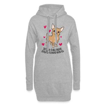 Juste une fille Who Loves Chihuahuas Cute Chihuahua - Sweat-shirt à capuche long Femme - gris chiné - Devant