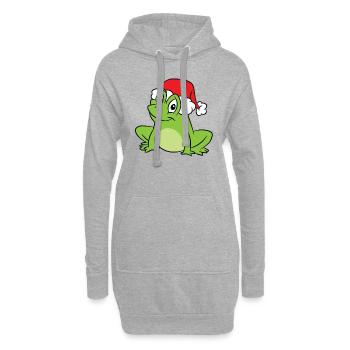 Grenouille avec chapeau de Noël Grenouille douce - Sweat-shirt à capuche long Femme - gris chiné - Devant
