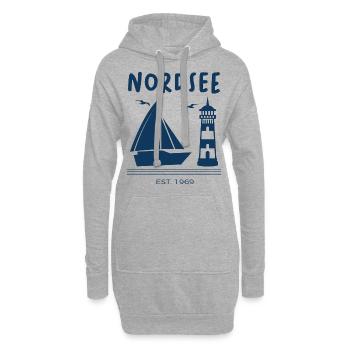Mer du Nord Allemagne bateau phare cadeau - Sweat-shirt à capuche long Femme - gris chiné - Devant