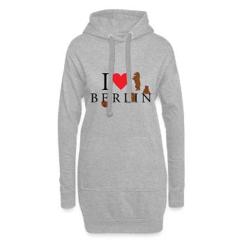Berlin Bear I Love Berlin Nouvel An Noël - Sweat-shirt à capuche long Femme - gris chiné - Devant