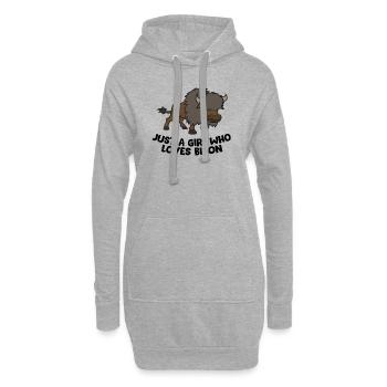 Juste Une fille Aime Le Bison - Sweat-shirt à capuche long Femme - gris chiné - Devant