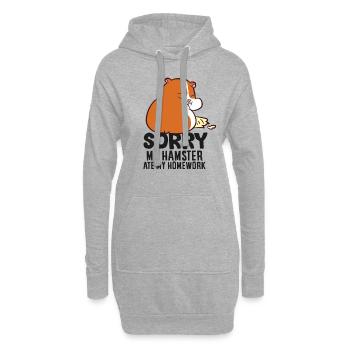 Mon hamster a mangé l’exercice de la maison - Sweat-shirt à capuche long Femme - gris chiné - Devant